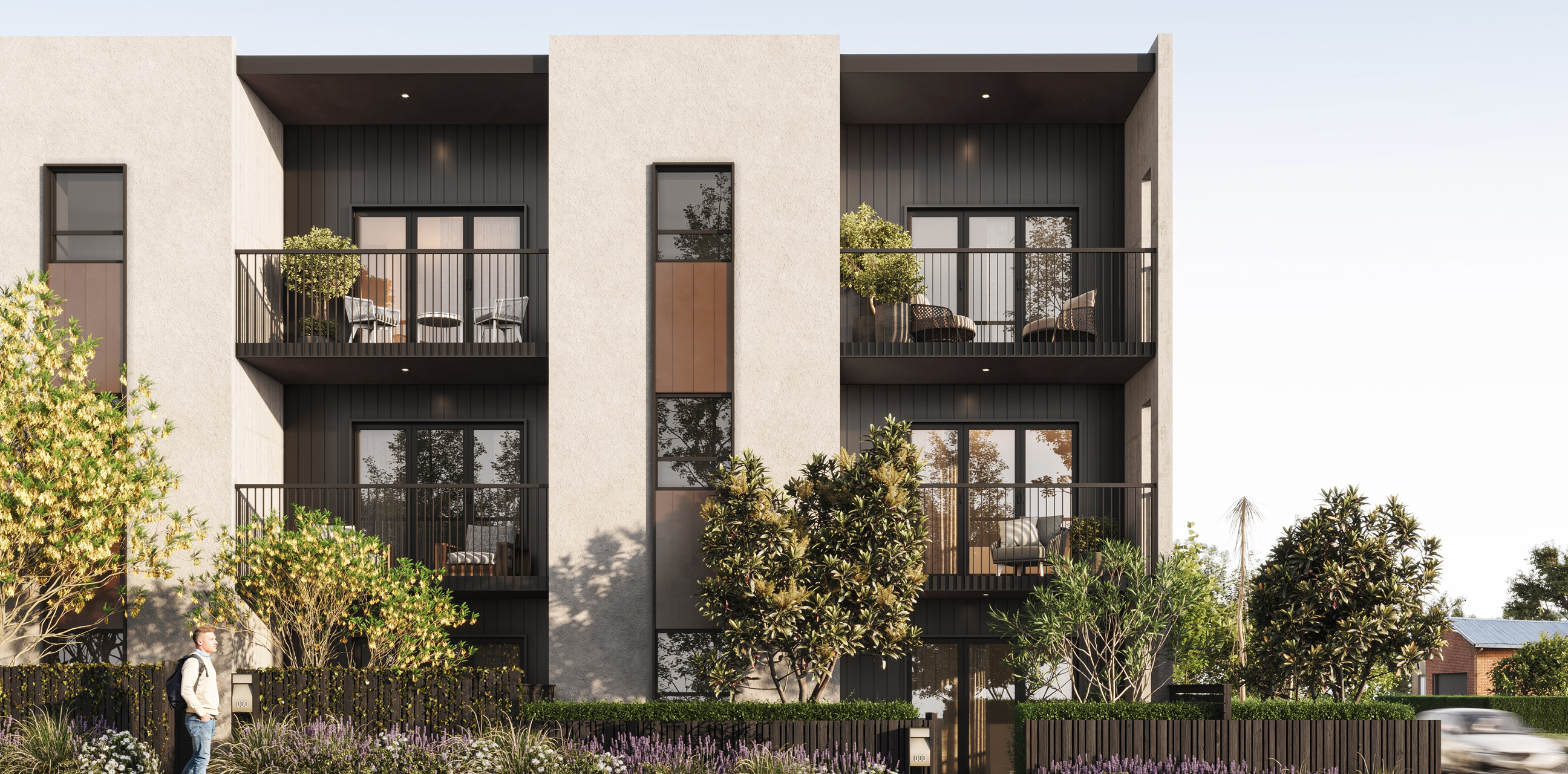 Three-level walk-up apartment building in Hillpark, Auckland.